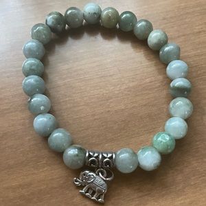 Jade natural stone bracelet with elephant charm